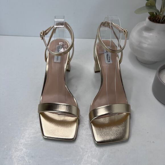 Steve Madden Luxe Block Heel Sandals Ankle Strap Square Toe Gold Women's 11M - Picture 4 of 11